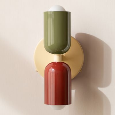 Shown in Reed Green Up Shade Finish, Oxide Red Down Shade Finish, Bone Back Plate finish, Hardwire Installation Type, unlit