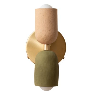 Ceramic Up Down Wall Sconce (Tan|Green|Brass) - OPEN BOX