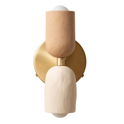 Ceramic Wall Sconce (Tan|White|Brass|Hardwire) - OPEN BOX