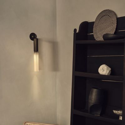 Shown in Bronze finish, Frosted Reeded Glass color, in use