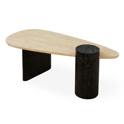 Oeuf Travertine Cocktail Table