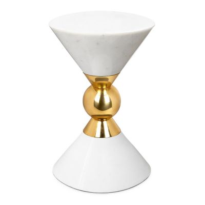 Canaan Accent Table (White Carrara Marble w/Brass)-OPEN BOX