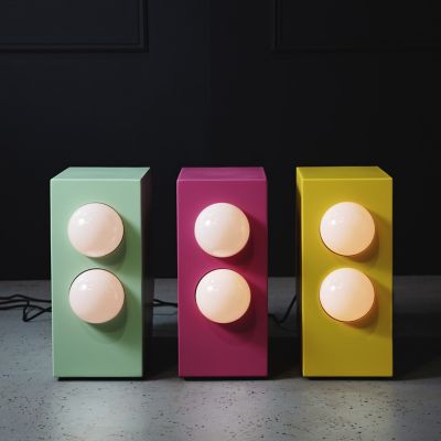 Shown in Yellow, Mint & Pink finish, in use, lit