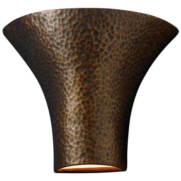 Ambiance Hammered Brass Round Flared Wall Sconce