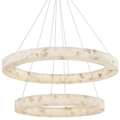 LumenAria LED 2-Tier Alabaster Rocks Ring Pendant
