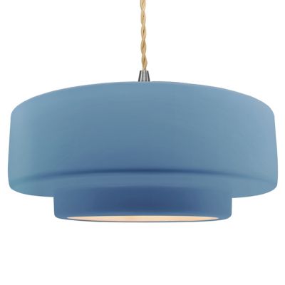 Radiance Pendant(Sky Blue|Nickel|Med|Beige Twisted)-OPEN BOX