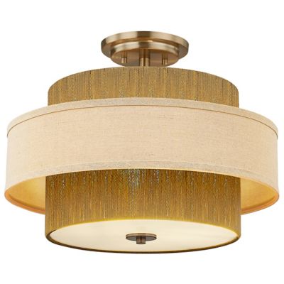 Narberth Layered Fabric and Natural Rope Semi-Flushmount