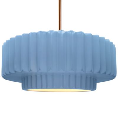 Radiance Pleated Pendant (Sky Blue|Nickel|Brass|L)-OPEN BOX