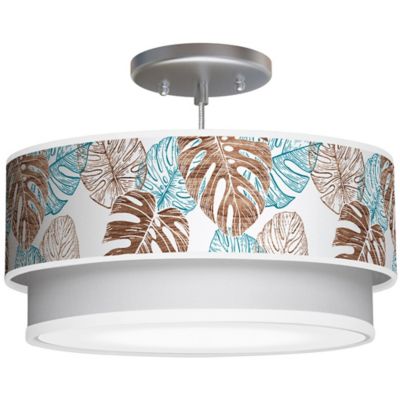 Monstera Double Tiered Printed Shade Pendant