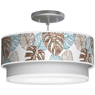 Monstera Double Tiered Printed Shade Pendant