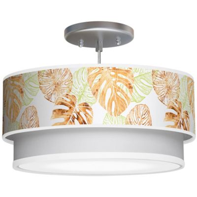 Monstera Double Tiered Printed Shade Pendant