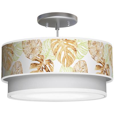 Monstera Double Tiered Printed Shade Pendant