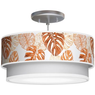 Monstera Double Tiered Printed Shade Pendant