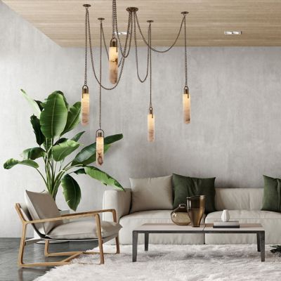 Shown in Winter Brass finish, 5 Light, in use