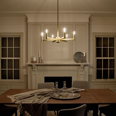Shown in Natural Brass finish, 6 Light option, in use