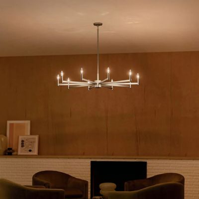 Shown in Satin Nickel finish, 10 Light, in use