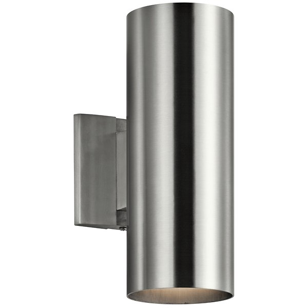 Modern Brushed Stainless Steel Square Sided Garden Wall Light 