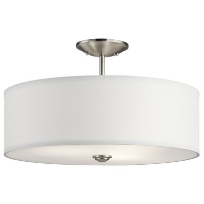 KICH 43692NI 18" 3 LIGHT SEMI FLUSH BRUSHED NICKEL