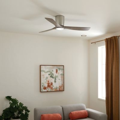 Shown in Brushed Nickel Fan Body with Distressed Antique Gray Blade finish, 54 inch size, in use