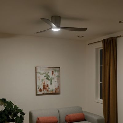 Shown in Brushed Nickel Fan Body with Distressed Antique Gray Blade finish, 54 inch size, in use