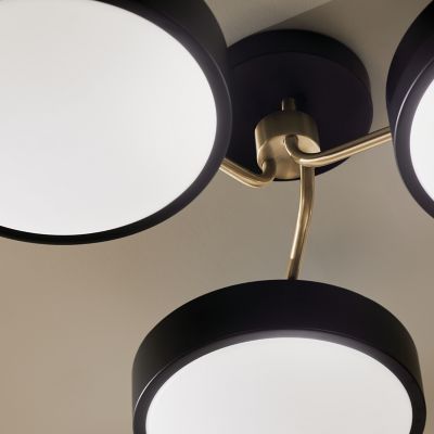 Shown in White with Champagne Bronze finish, lit, Detail view