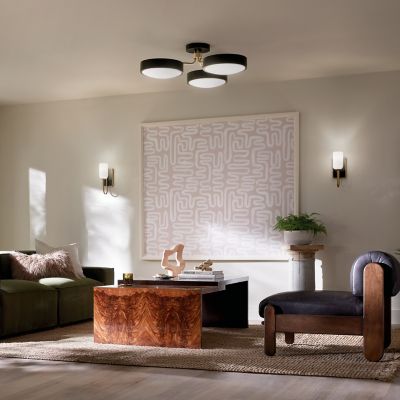 Shown in Black with Champagne Bronze finish, lit, in use