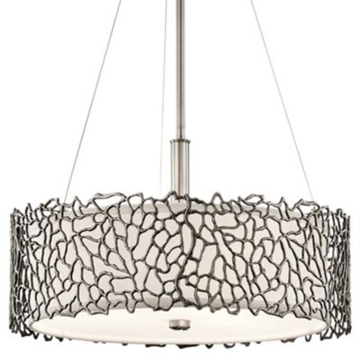Silver Coral Drum Pendant / Semi-Flushmount