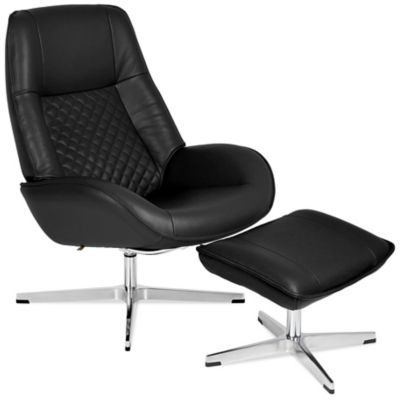 Bordeaux Leather Recliner with Ottoman