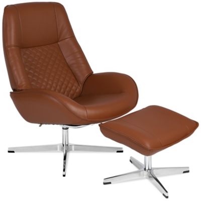 Bordeaux Leather Recliner with Ottoman