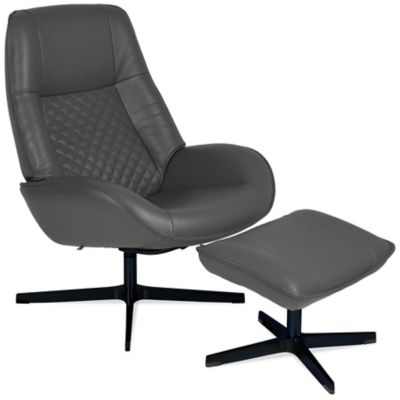 Bordeaux Leather Recliner with Ottoman