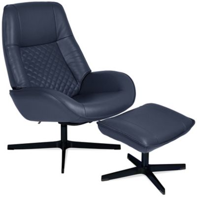 Bordeaux Leather Recliner with Ottoman