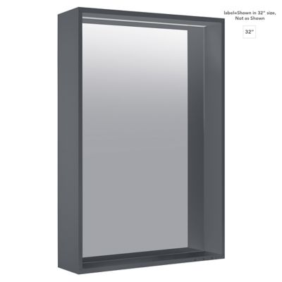 Plan Lacquered Lighted Mirror (Anthracite|32 In) - OPEN BOX