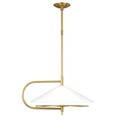 Visual Comfort Studio CP1291MBKBBS Wellfleet Contemporary Midnight Black  and Burnished Brass 15.5 Pendant Lighting