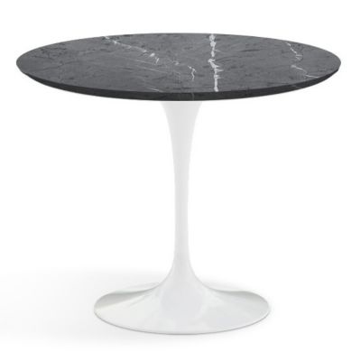 Shown in Grigio Marquina Satin Coated Marble Top with White Base, 36 Inch