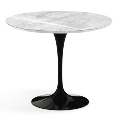 Shown in Carrara White-Grey Polished Coated Marble Top with Black Base, 36 Inch