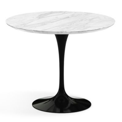 Shown in Carrara White-Grey Satin Coated Marble Top with Black Base, 36 Inch