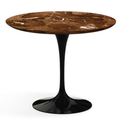 Shown in Espresso Brown Satin Coated Marble Top wih Black Base, 36 Inch