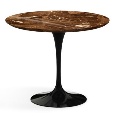 Shown in Espresso Brown Shiny Coated Marble Top with Black Base, 36 Inch