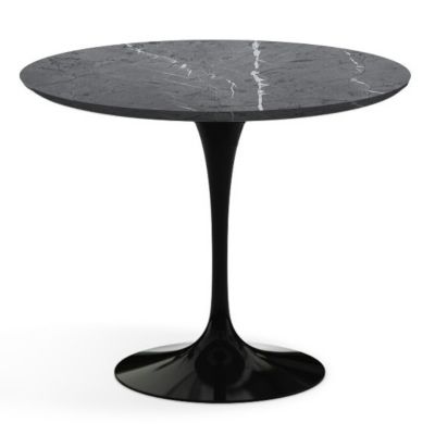 Shown in Grigio Marquina Satin Coated Marble Top with Black Base, 36 Inch