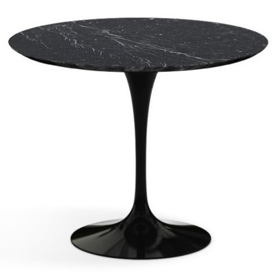 Shown in Nero Marquina Black Shiny Coated Marble Top with Black Base, 36 Inch