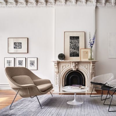 Shown in Classic Boucle: Flax with Polished Chrome base