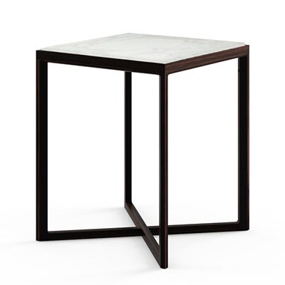 Krusin Square Tall Side Table with Marble Table Top