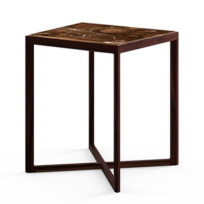 Krusin Square Tall Side Table with Marble Table Top