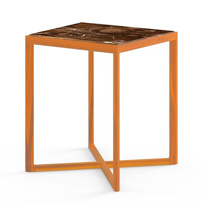 Krusin Square Tall Side Table with Marble Table Top