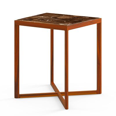 Krusin Square Tall Side Table with Marble Table Top