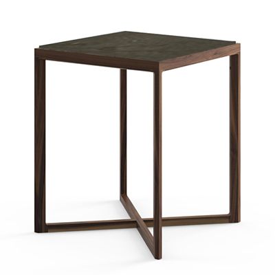 Krusin Square Tall Side Table with Marble Table Top