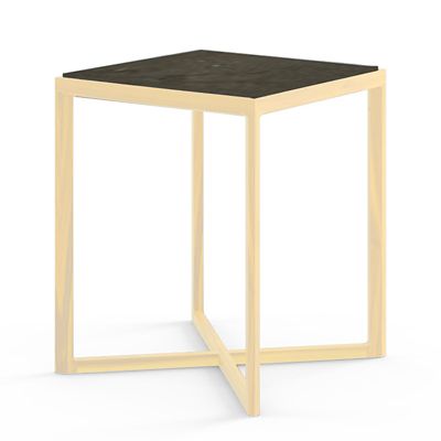 Krusin Square Tall Side Table with Marble Table Top