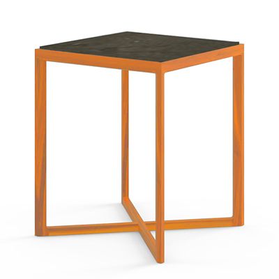 Krusin Square Tall Side Table with Marble Table Top
