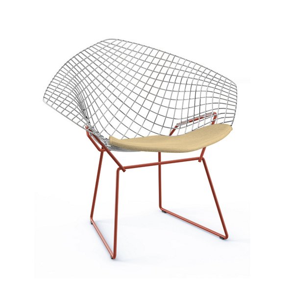 Bertoia Two-Tone Diamond Chair with Seat Cushion