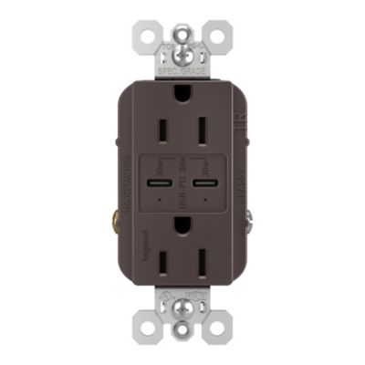 Radiant 15A Tamper Resistant Outlet with USB Type C Ports